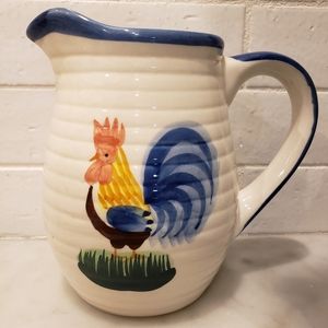 Alco Industries Blue Rooster Pitcher ceramic